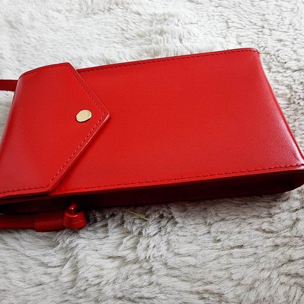 NWT J.Crew Gracie Red Leather Phone Crossbody Bag Mini Envelope Clutch Handbag - Picture 6 of 10